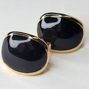 Black and Gold Tone Pierce Earrings